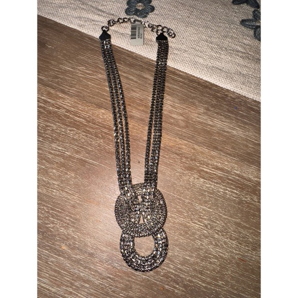 Cache Silver Tone Multi Strand Chain Statement Necklace Fashion Jewelry - Picture 3 of 6